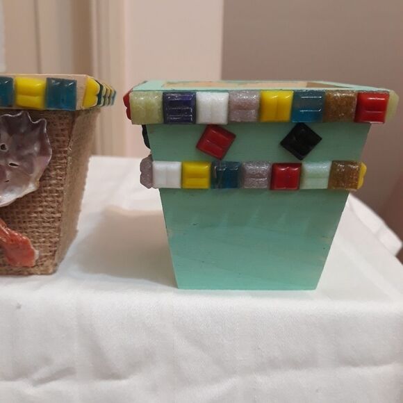 Hand Made Wood  Organizers Stackable with Sea Shells - Picture 6 of 10